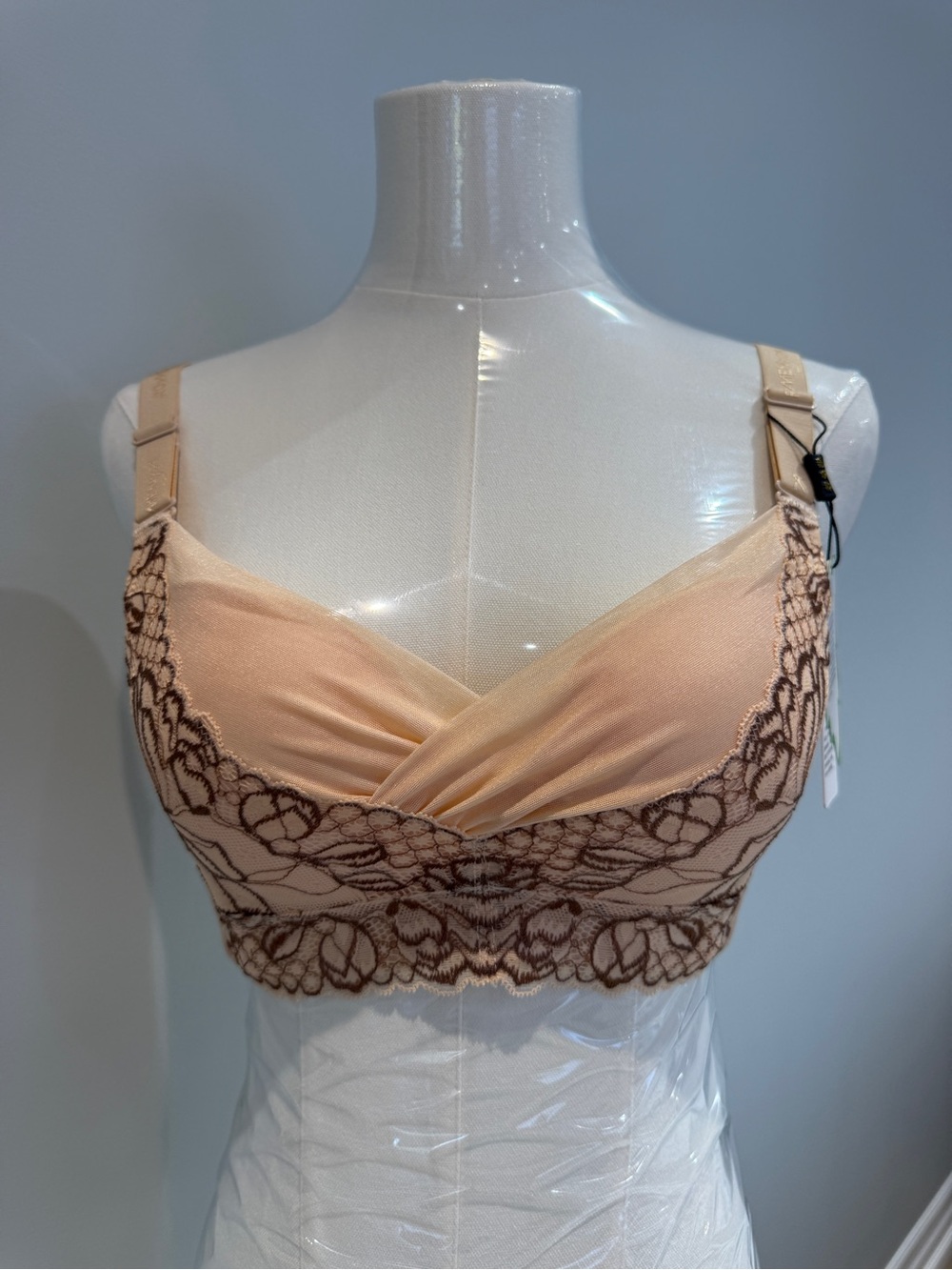 Soft Lace Trim Bralette in Nude Peach
